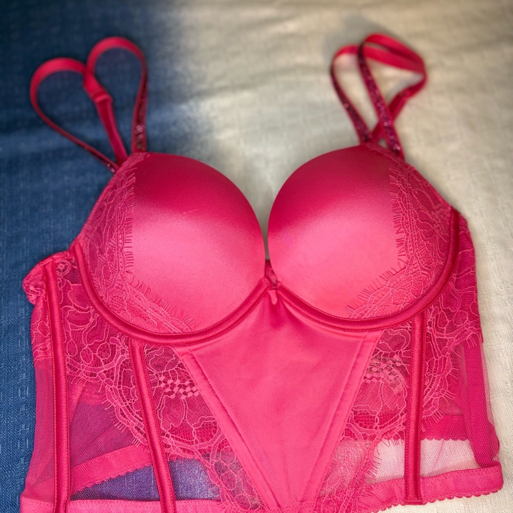 Victoria's Secret Hot Pink Lace Bustier